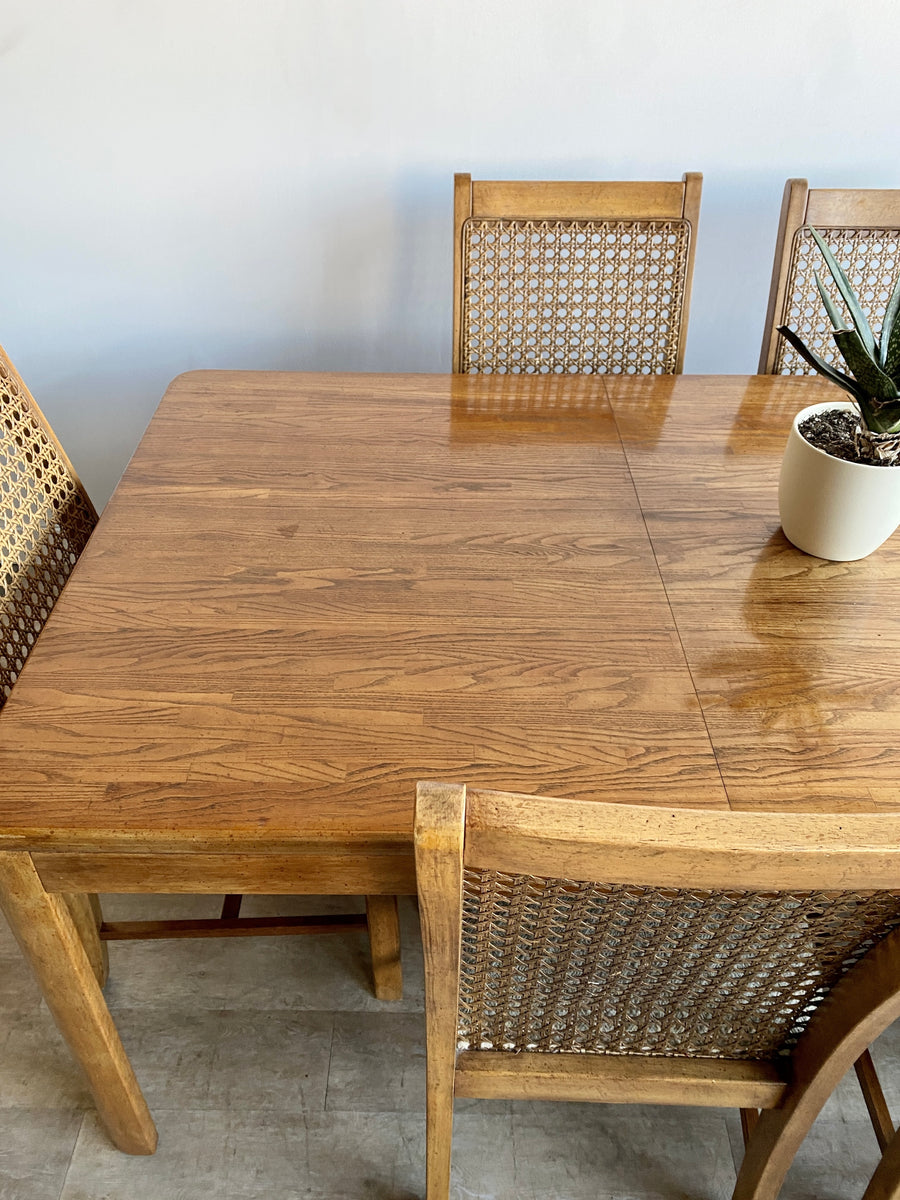 Vintage Cane Back Dining Set with 6 Chairs + 1 Leaf – Home and Closet ...