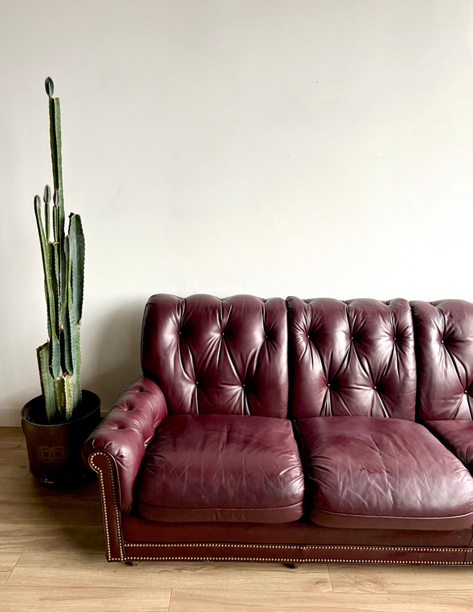 Vintage Tufted Leather Sofa Home and Closet Vintage