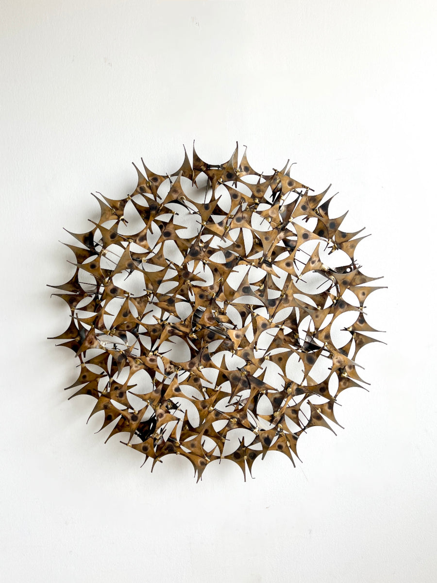 Vintage Mid Century Metal Sculpture Wall Art Home and Closet Vintage