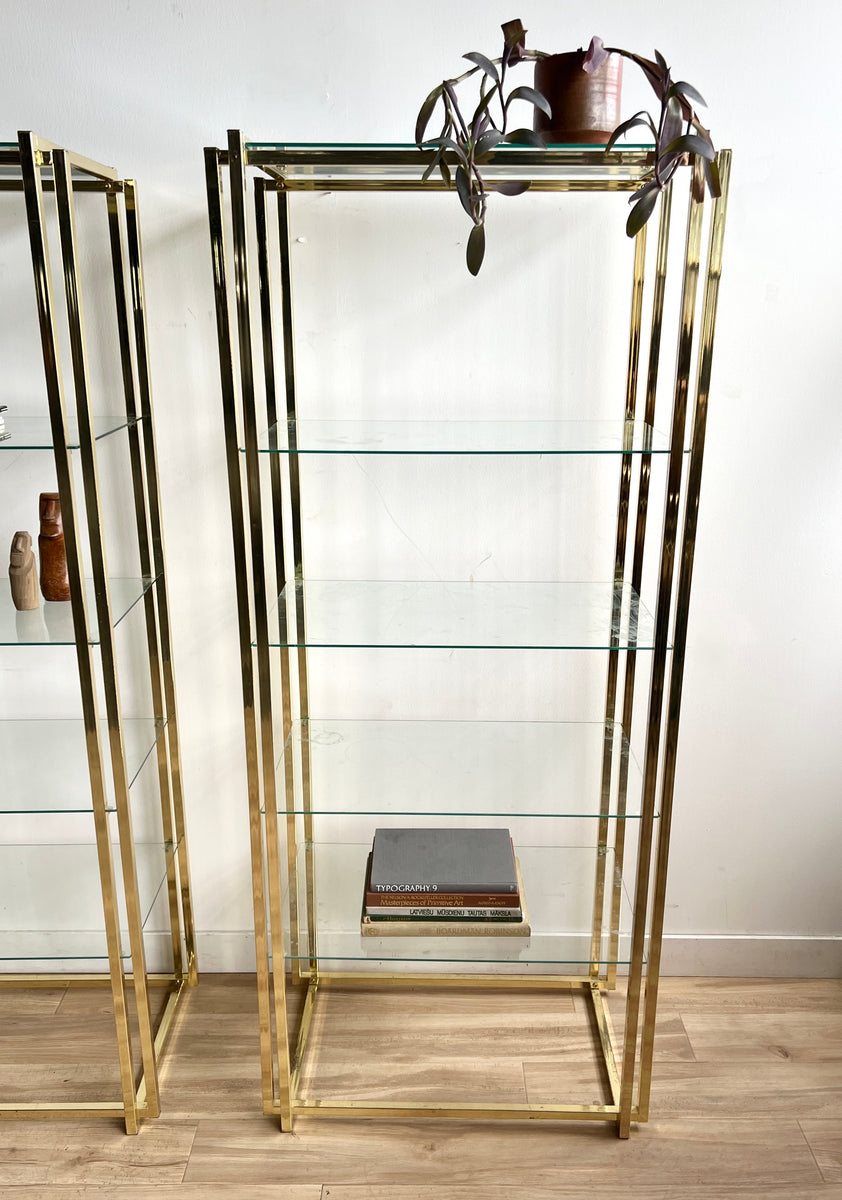 Vintage Brass & Glass Etagere Display Shelving Unit – Past Chapters &  Spinoff Records RVA
