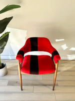 Vintage Mid Century University of Nebraska Arm Chair Upholstered in Vintage Hudson Bay Fabric