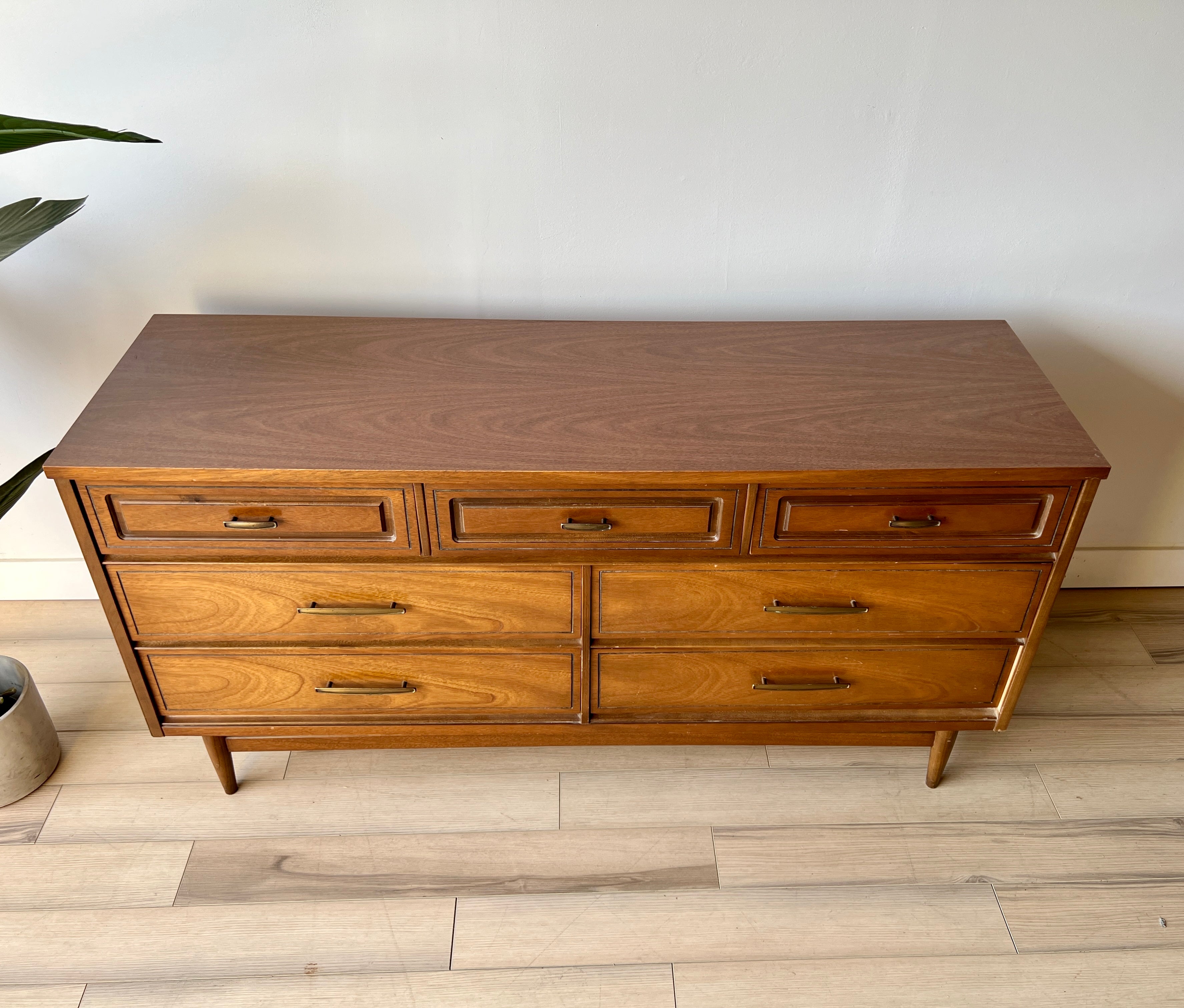 Vintage Mid Century Six Drawer Dresser