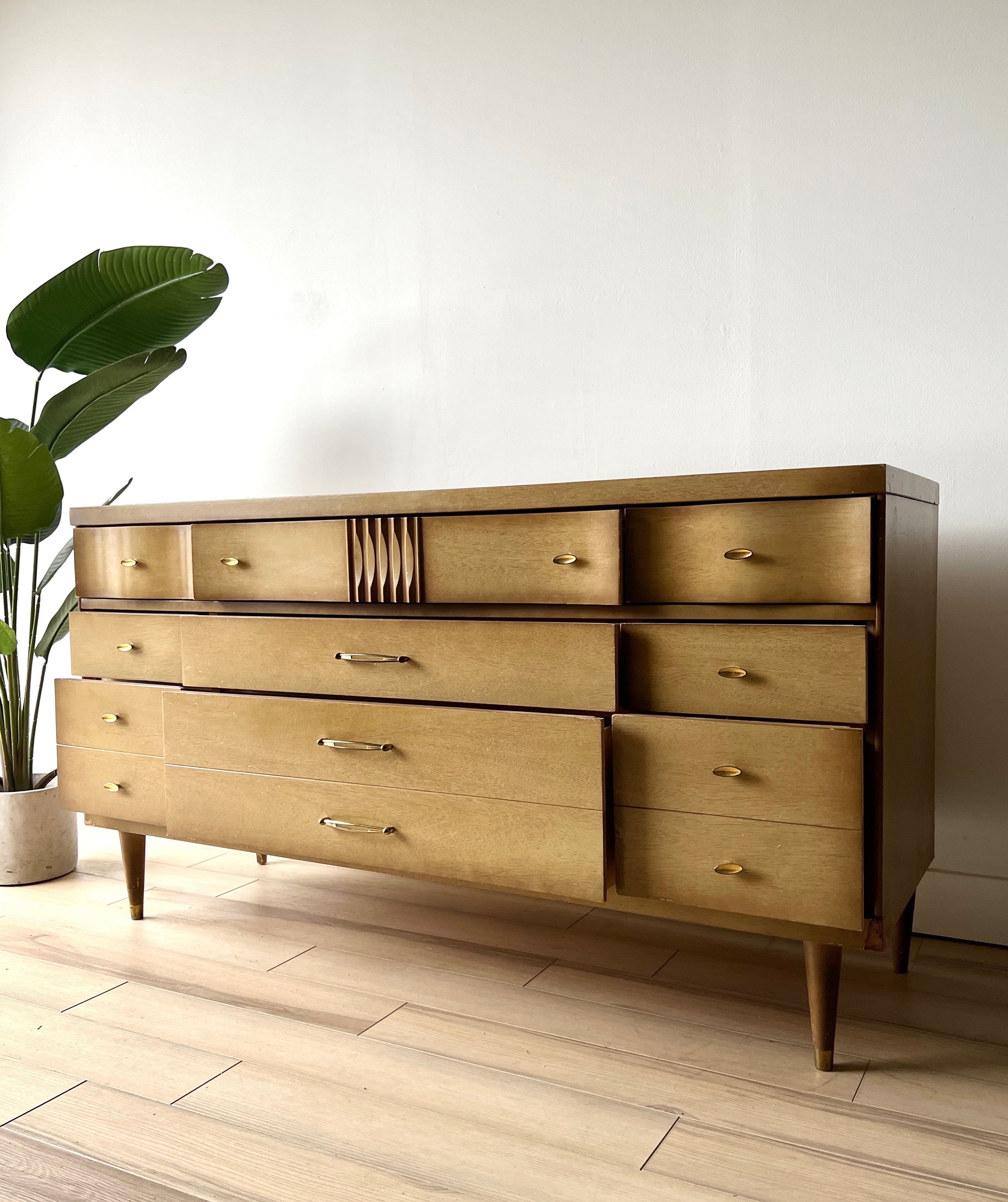 vintage midcentury dresser Vintage Mid Century Nine Drawer Dresser – Home and Closet Vintage