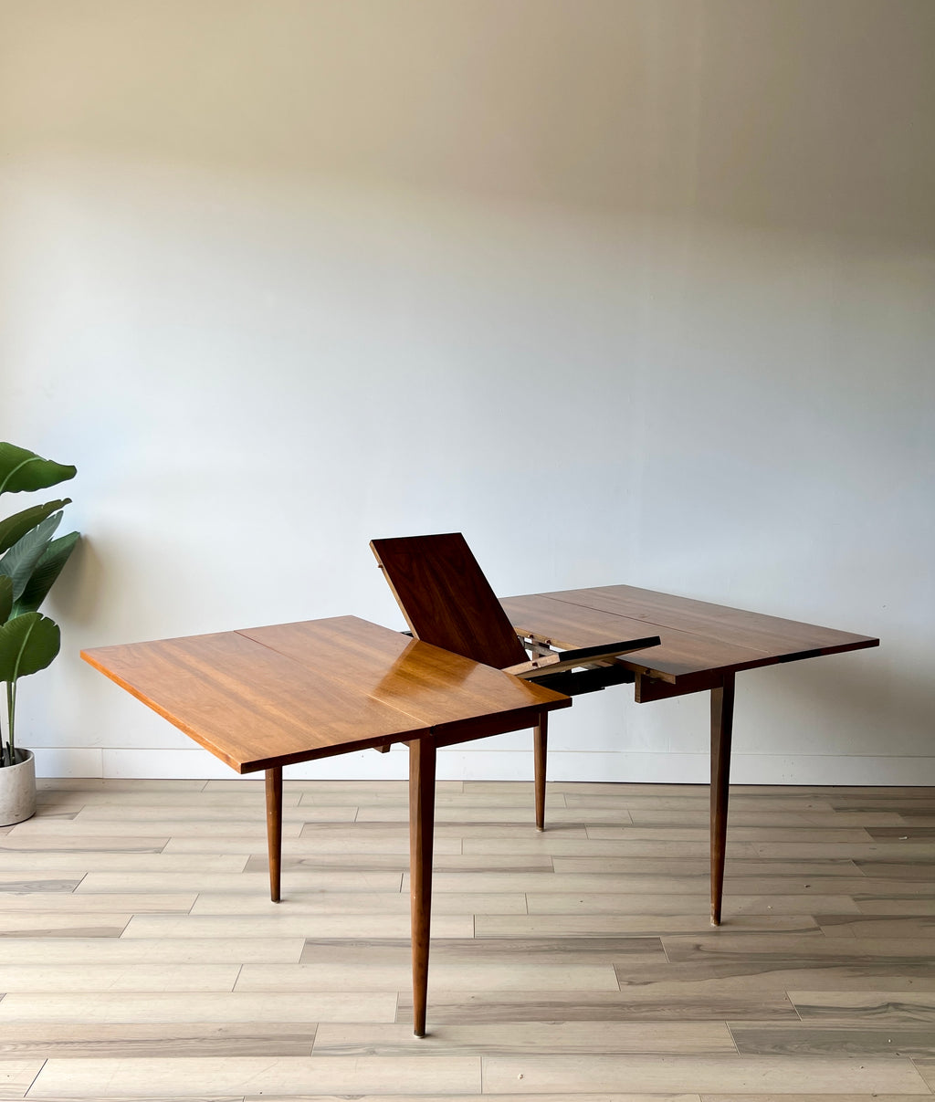 Vintage Mid Century Wood Top Dining Table with Hidden Leaf