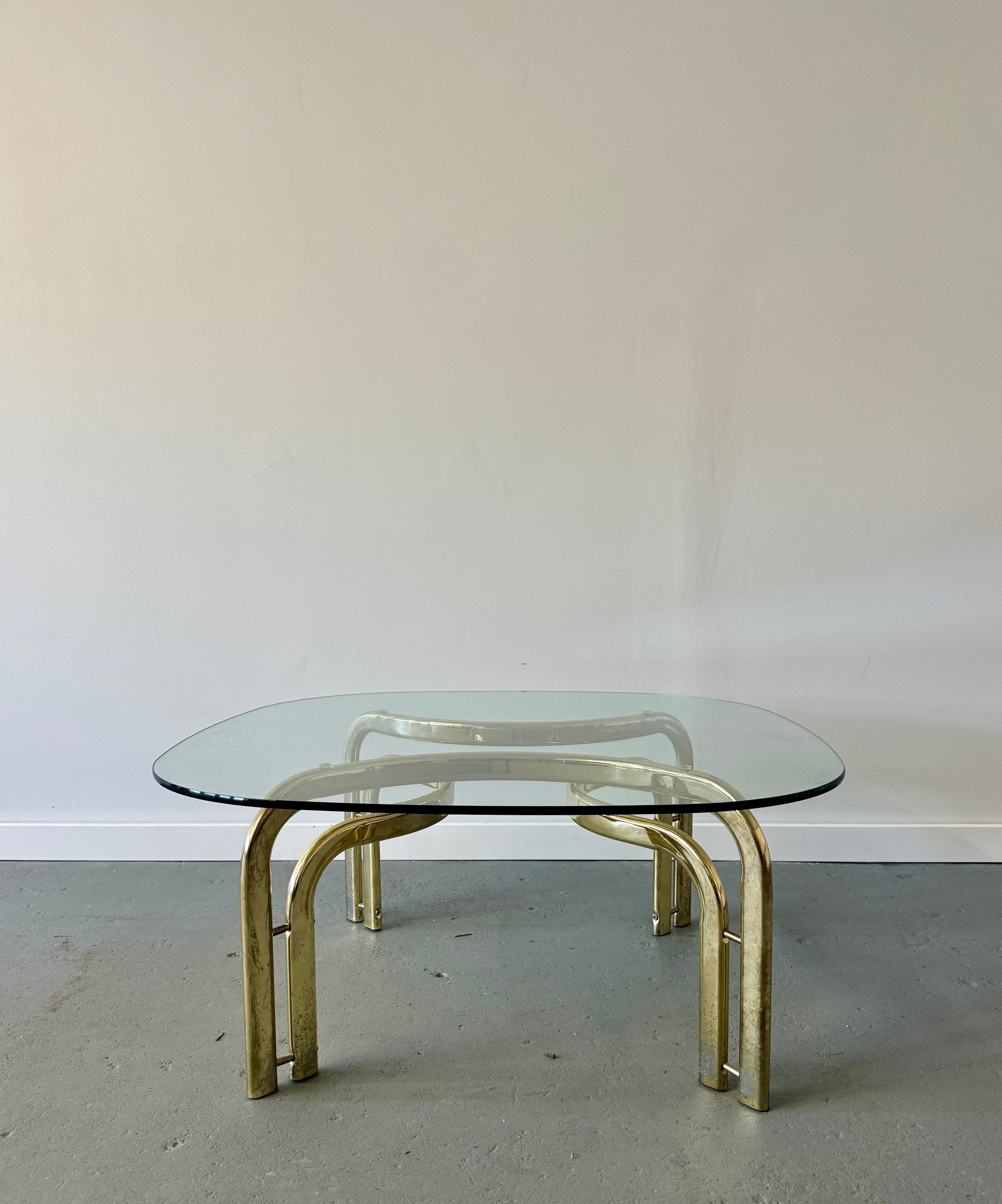 Vintage Brass Finish Coffee Table