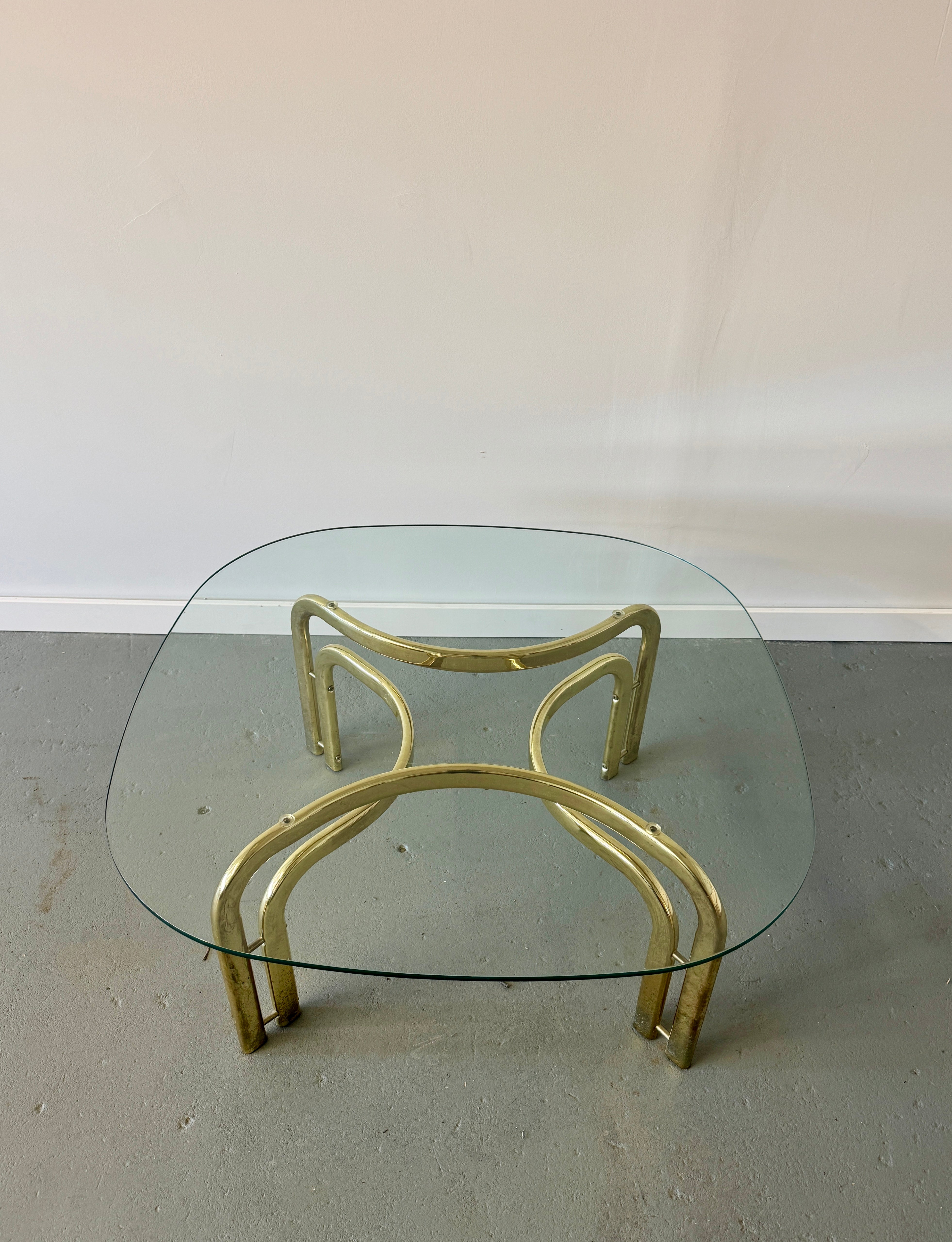 Vintage Brass Finish Coffee Table