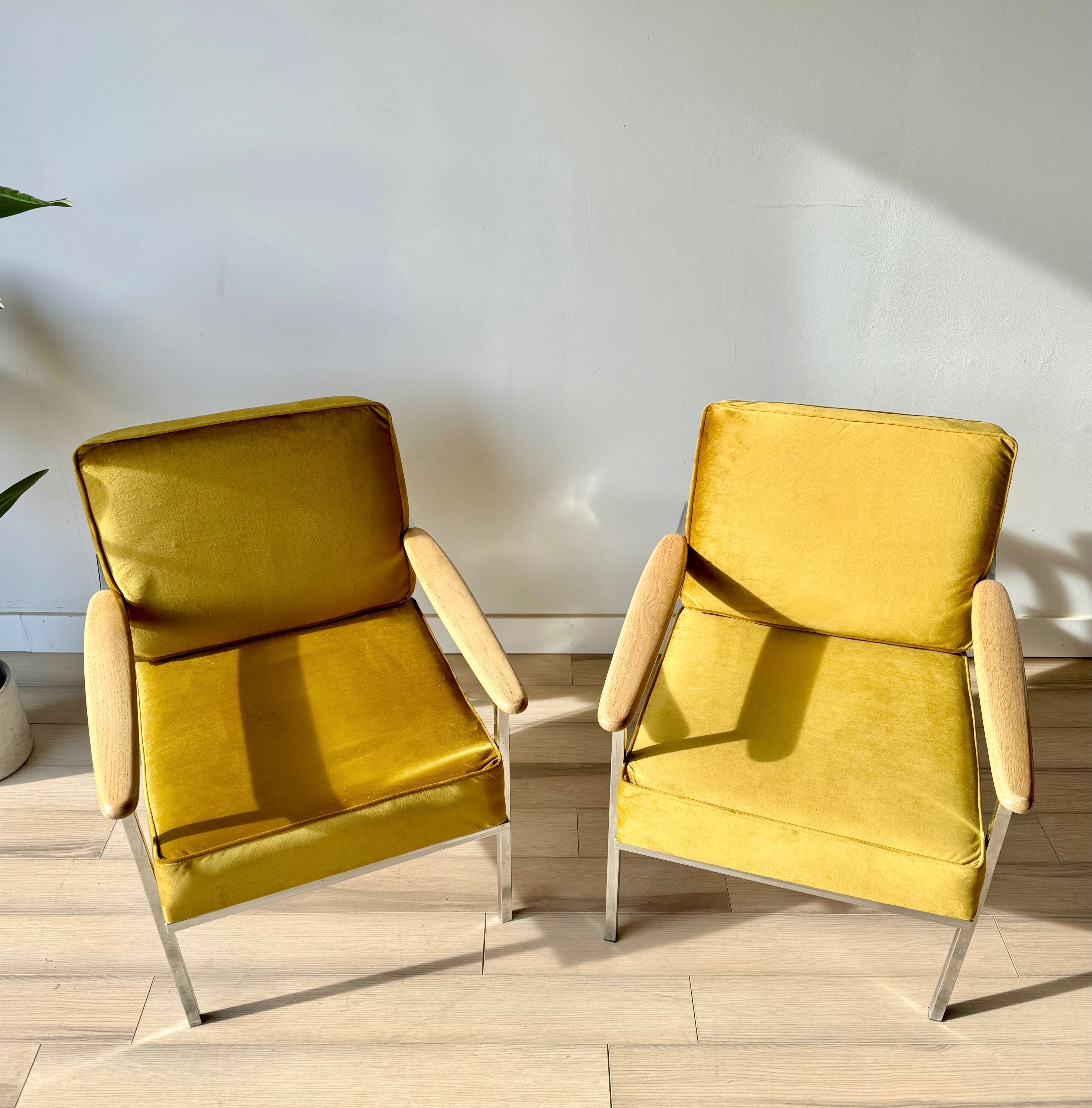 Pair of Freshly Upholstered Vintage Mid Century Lounge Chairs