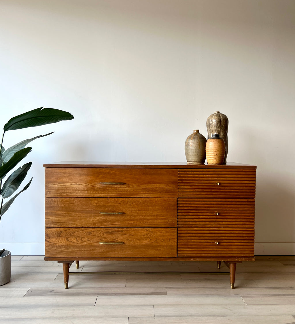 Vintage Mid Century Six Drawer Dresser