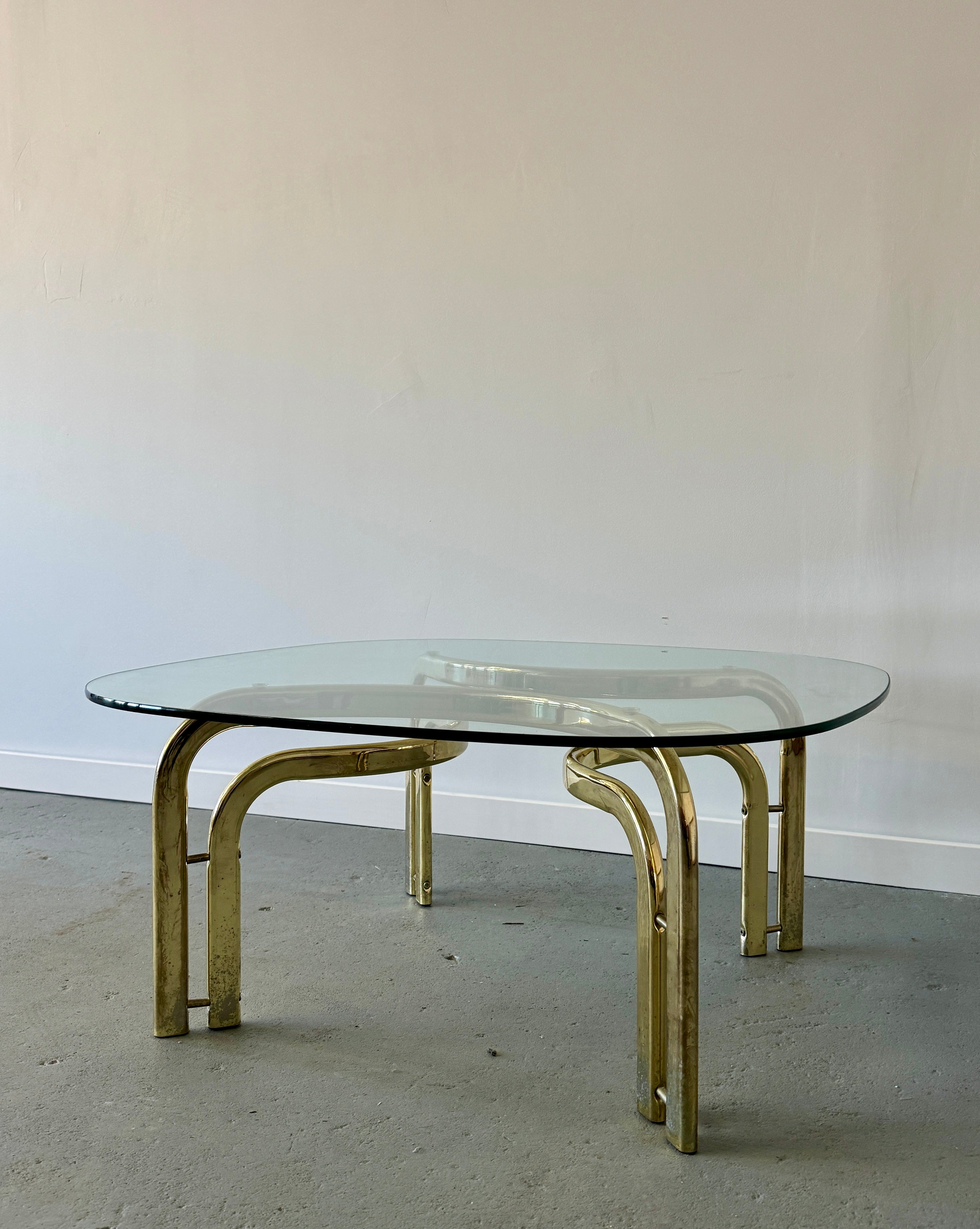 Vintage Brass Finish Coffee Table