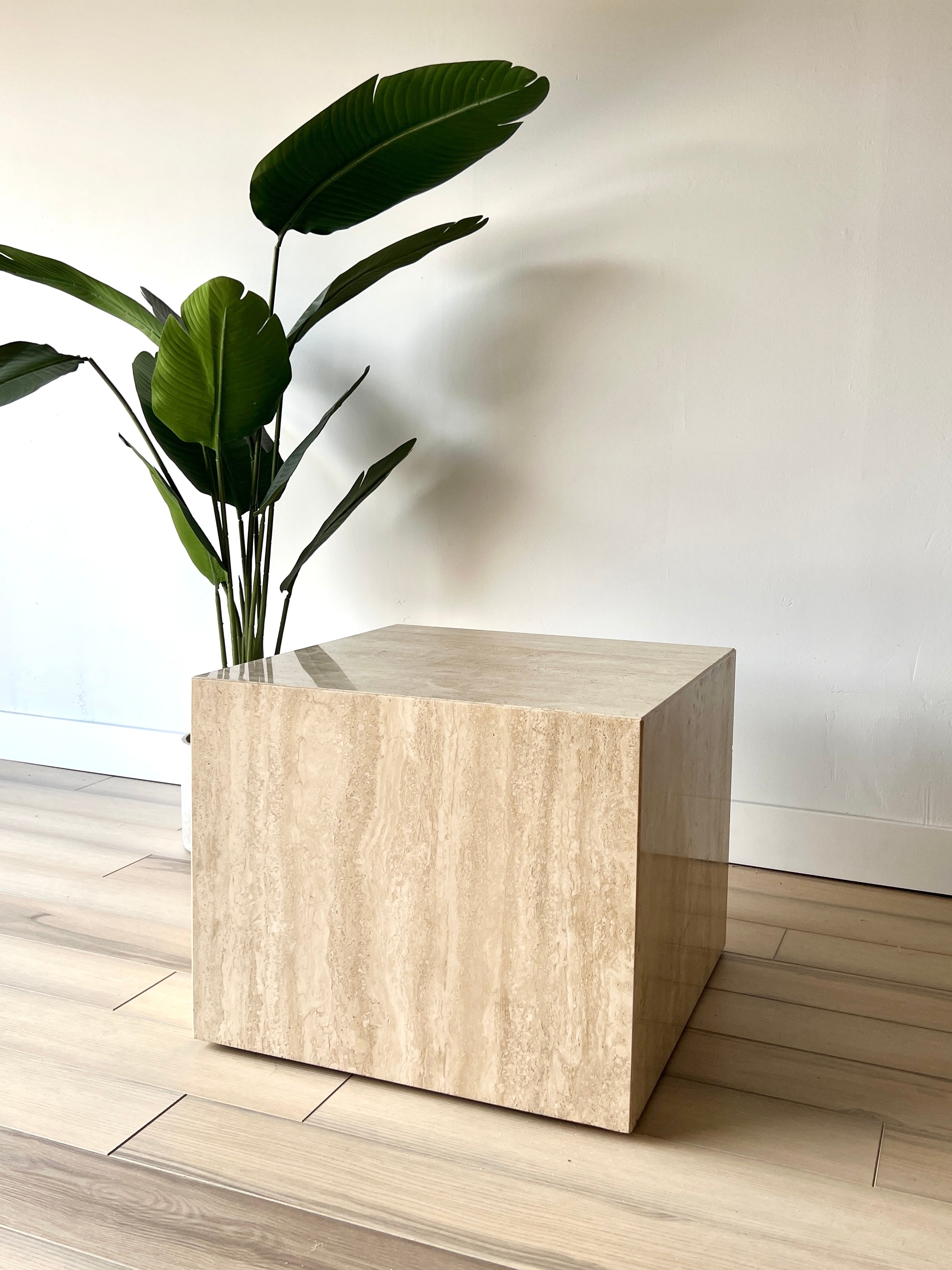 Vintage Italian Travertine End Table / Nightstand