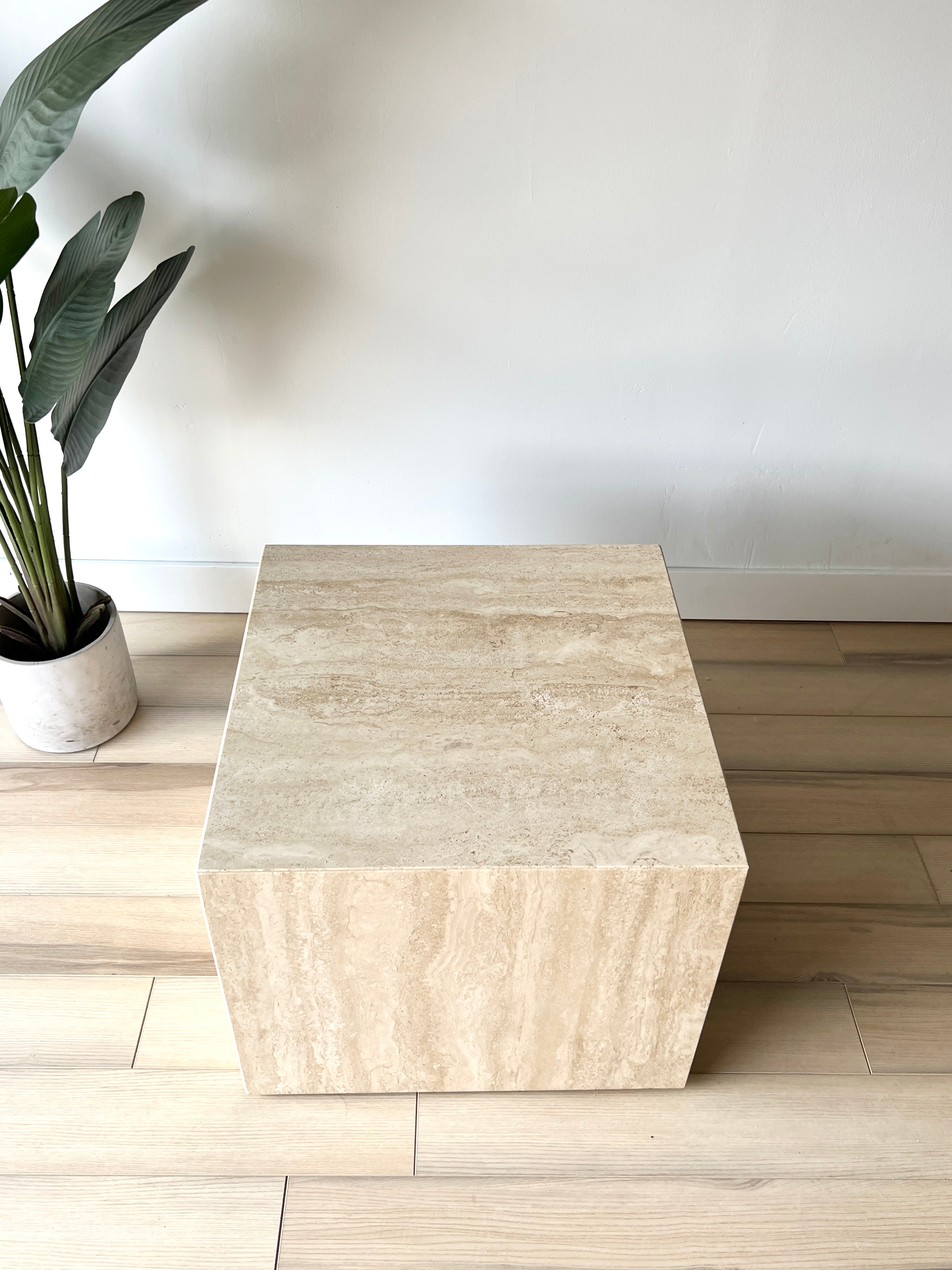 Vintage Italian Travertine End Table / Nightstand