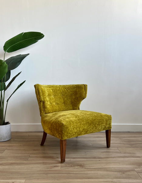 Vintage Yellow Velvet Stool Vintage Yellow Armless Chair Vintage