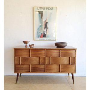 Mid-Century Long & Low Woven Front Dresser