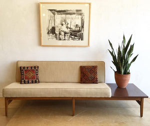 Mid-century sofa with integrated table