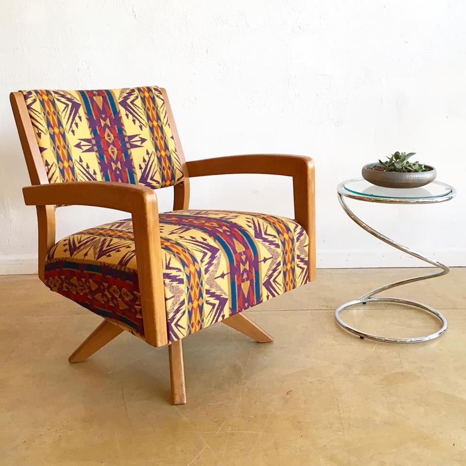 Mid Century Swivel Rocker Lounge Chair in Pendleton wool – Home and ...