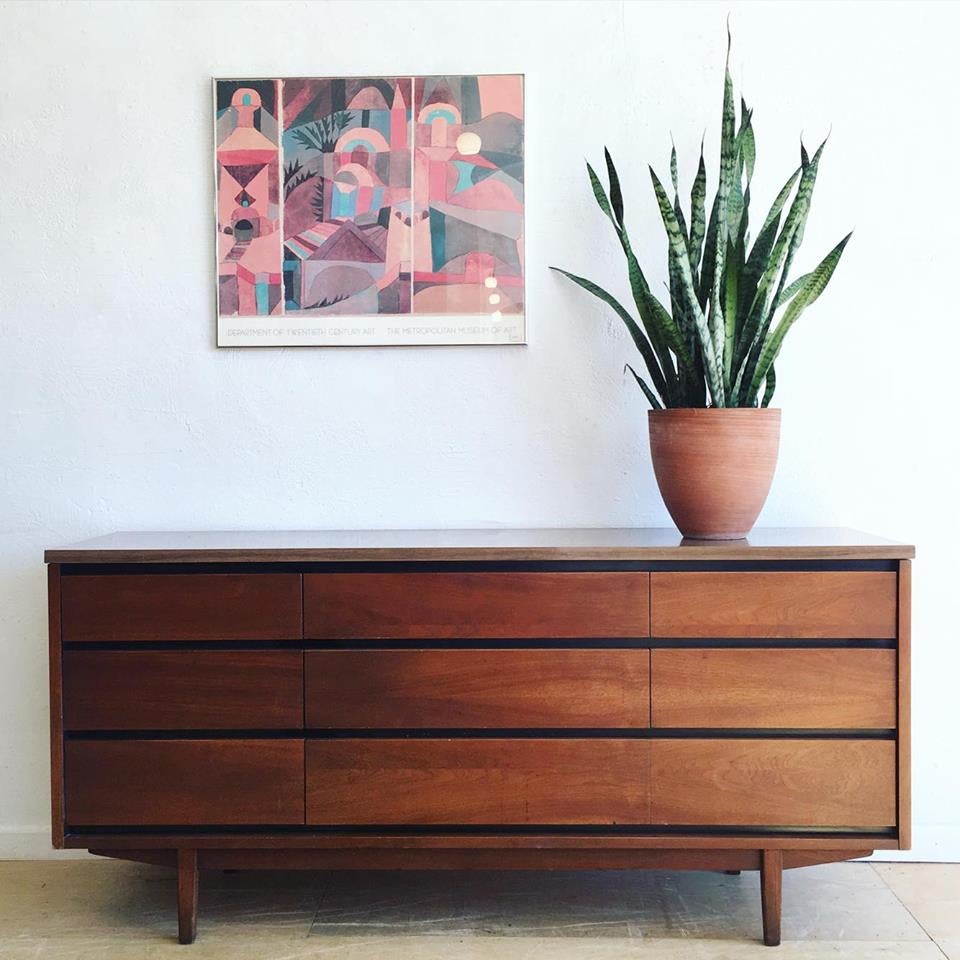 Mid-Century Nine Drawer Dresser by Stanley Home and Closet Vintage Mid-Century Nine Drawer Dresser by Stanley Home and Closet Vintage
