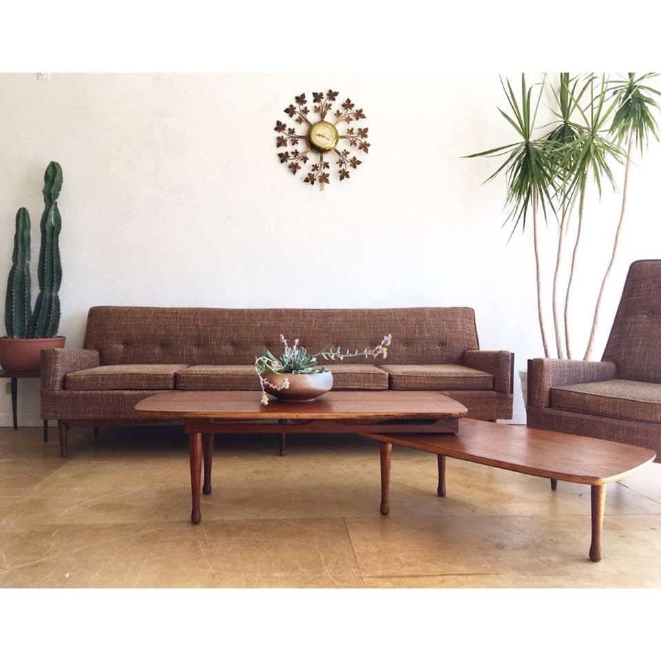 Mid-Century Sofa & Chair Set in Brown