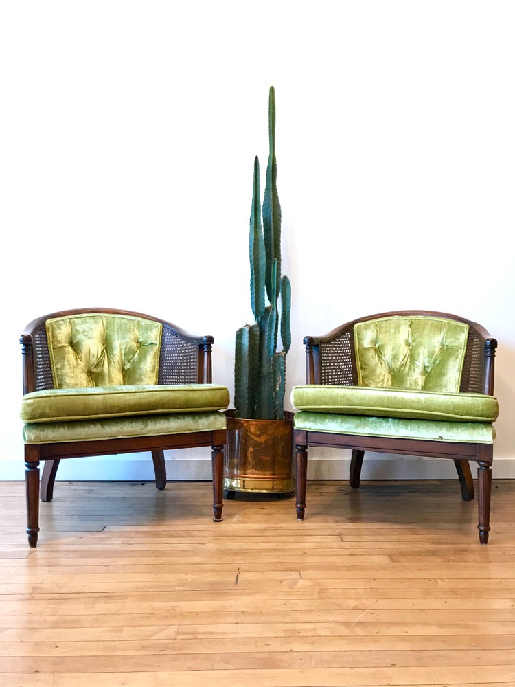 Vintage Cane Chairs in Green