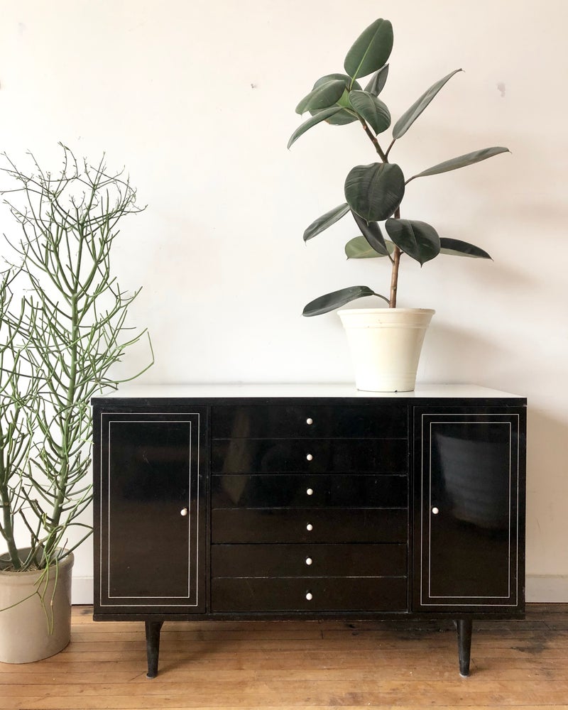 Mid-Century Black Credenza