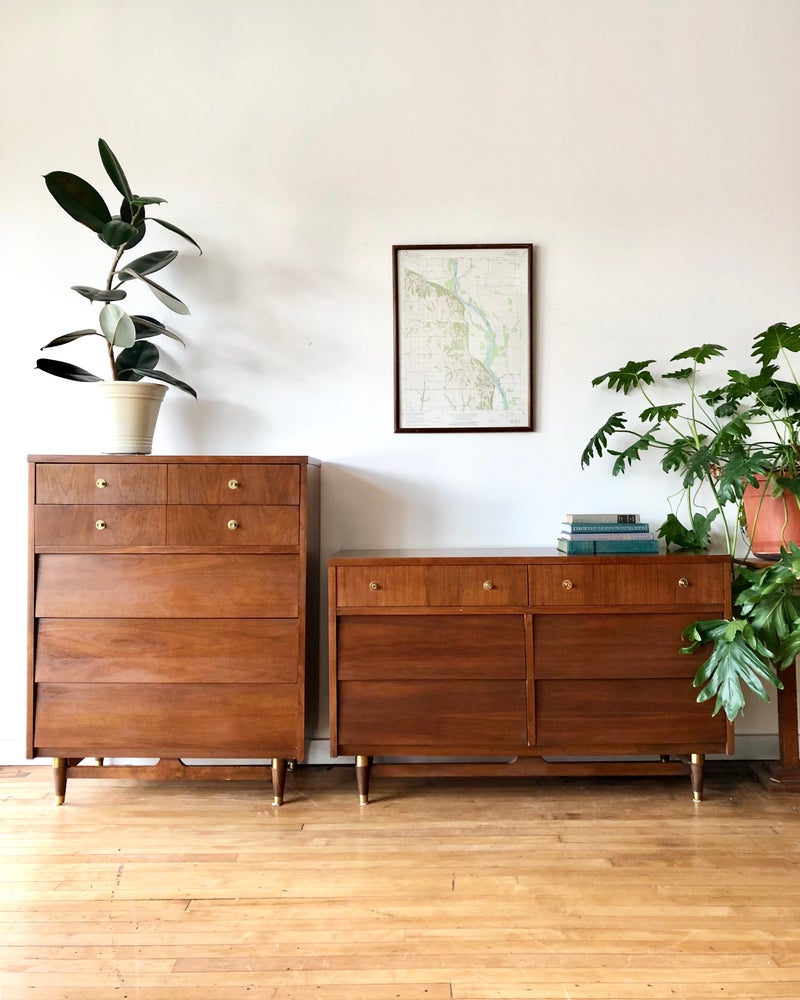 mid century modern low dresser Mid-Century Low Dresser in Blonde Home and Closet Vintage