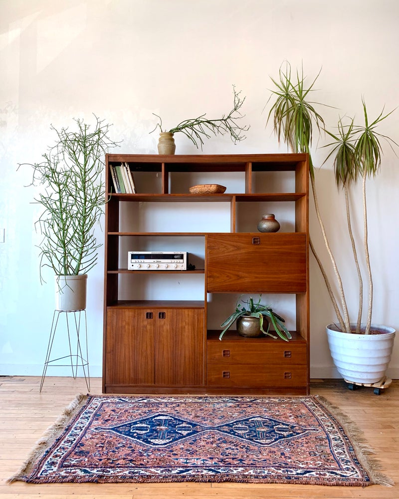 Mid-Century Wall Unit with Rosewood Pulls
