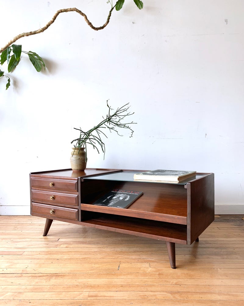 Mid-Century Glass Top Coffee Table