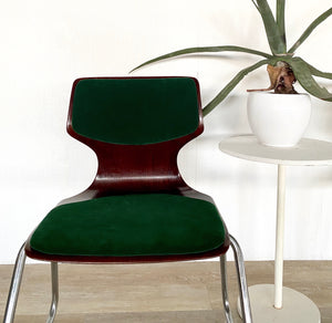 Pair of Vintage Bentwood Chairs with Fresh Green Velvet Upholstery