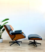 Vintage Drexel Declaration Vegan Leather Lounge Chair & Ottoman by Kipp Stewart