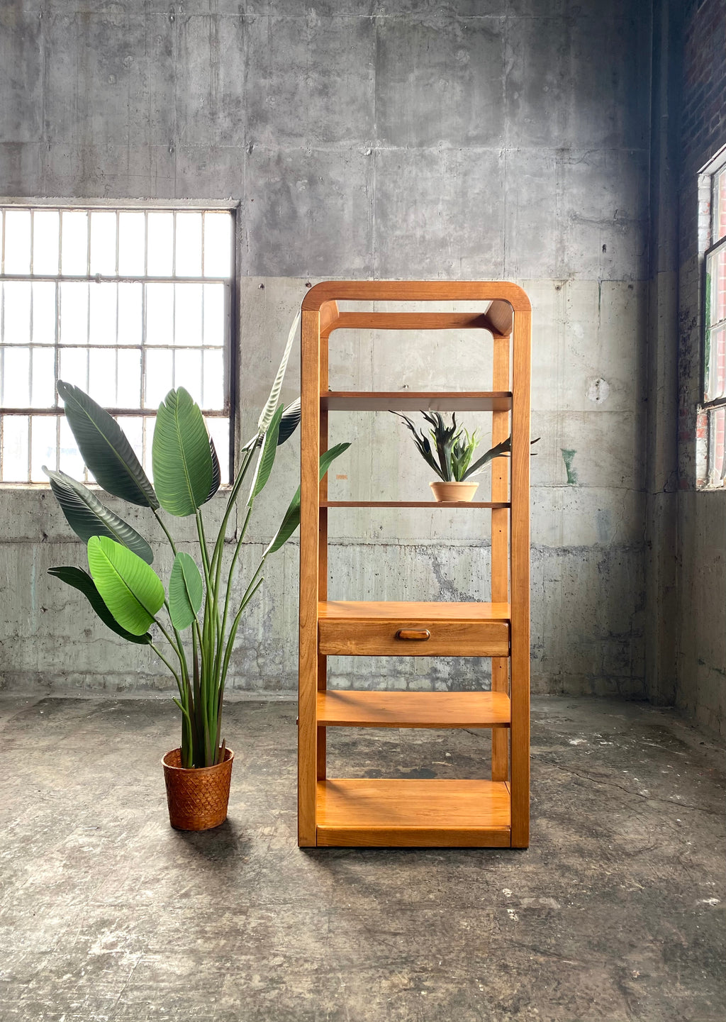 Vintage Etagere Shelving Unit with Drawer