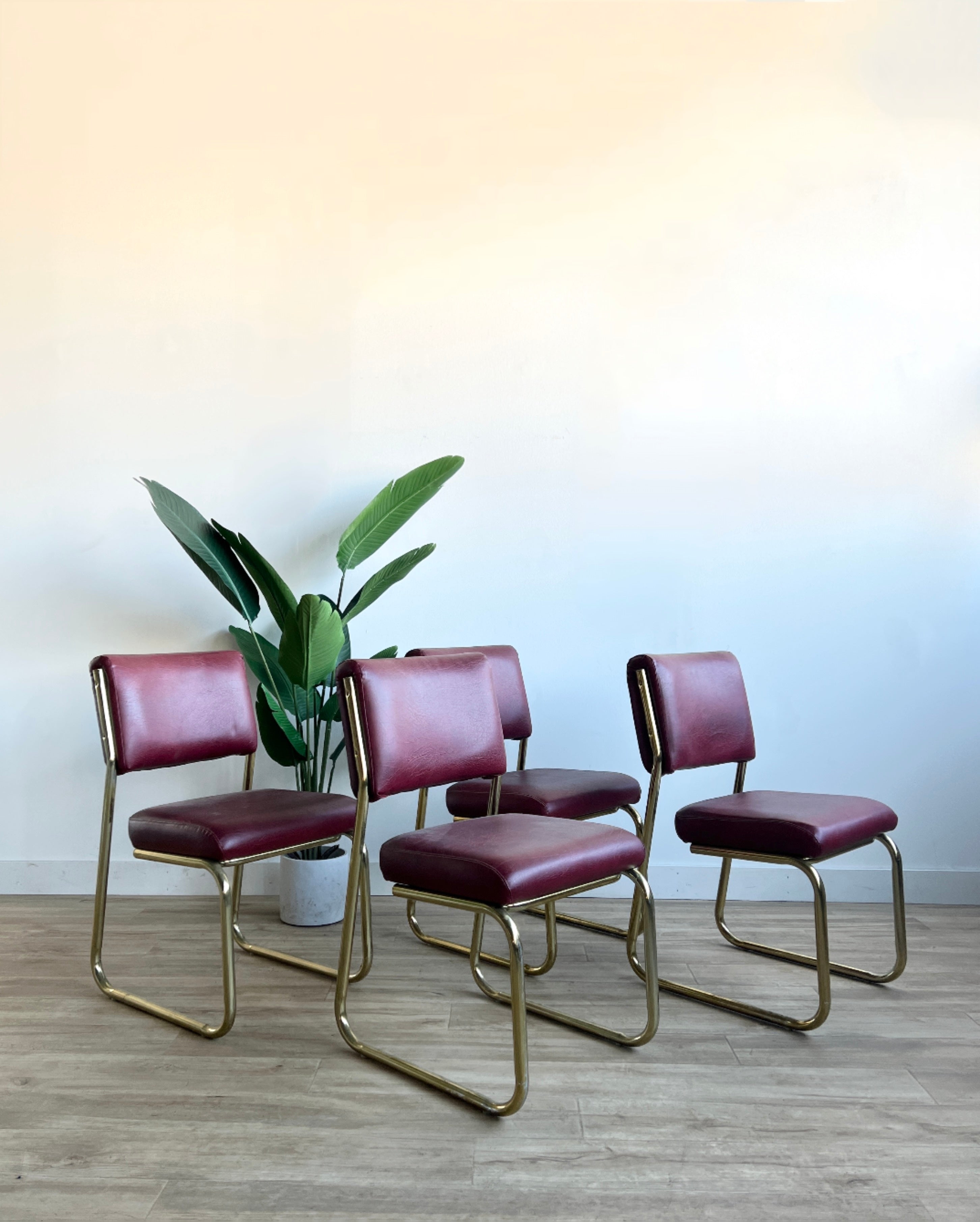 Set of Four Vintage Brass Dining Chairs in Your Fabric