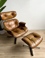 Vintage Eames Style Lounge Chair & Ottoman in Your Choice of Leather or Fabric