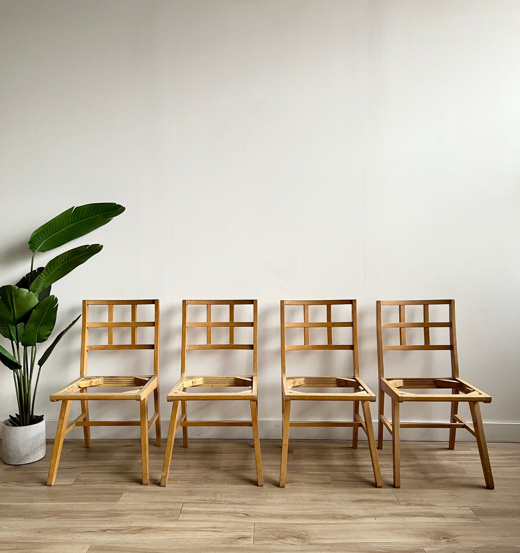 Set of Four Vintage Mid Century Dining Chairs with Upholstery Service