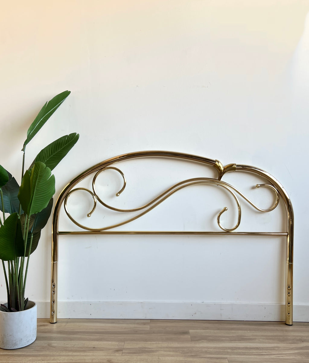 Vintage Art Nouveau Queen Brass Headboard