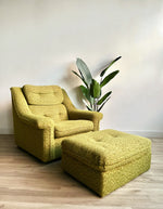 Vintage Mid Century Lounge Chair and Ottoman in Green