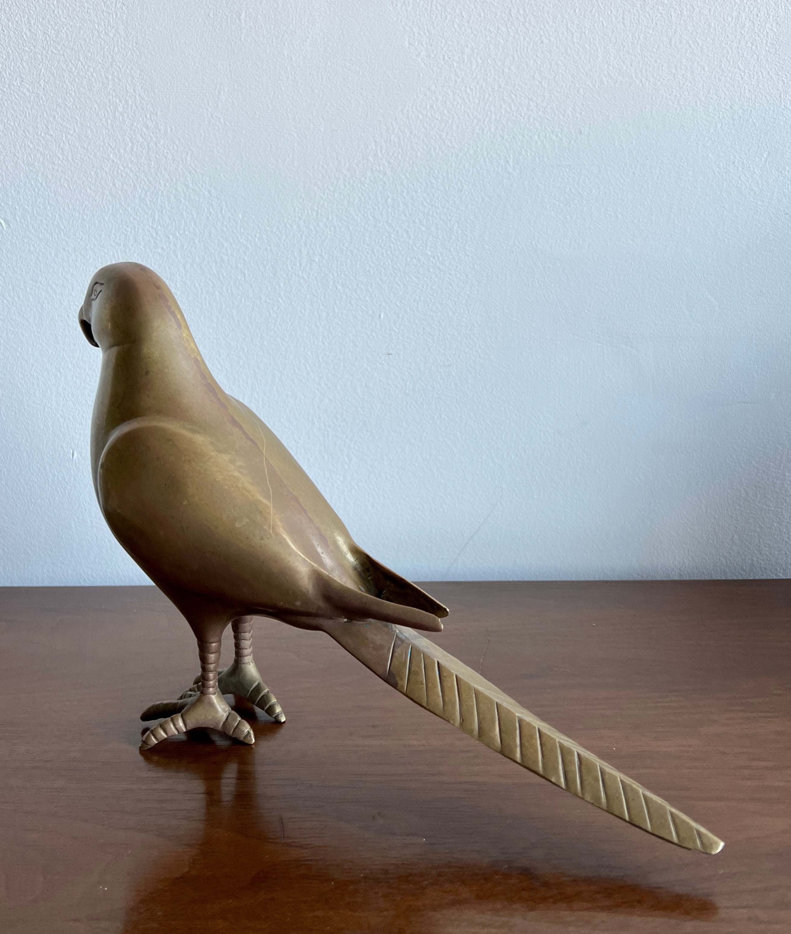Large Vintage Brass Parrot