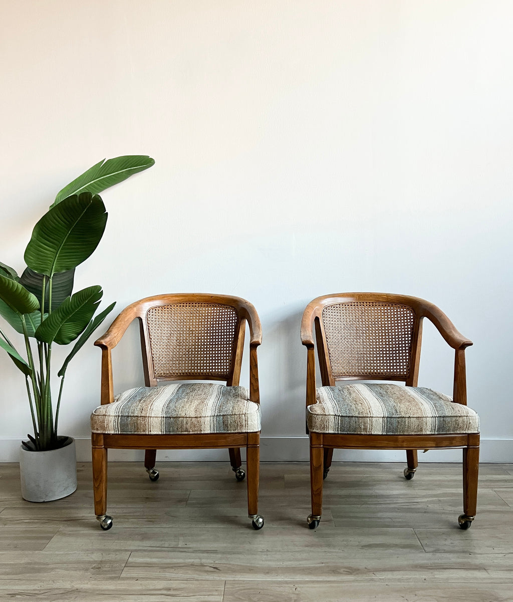 Pair of Vintage Cane Back Armchairs