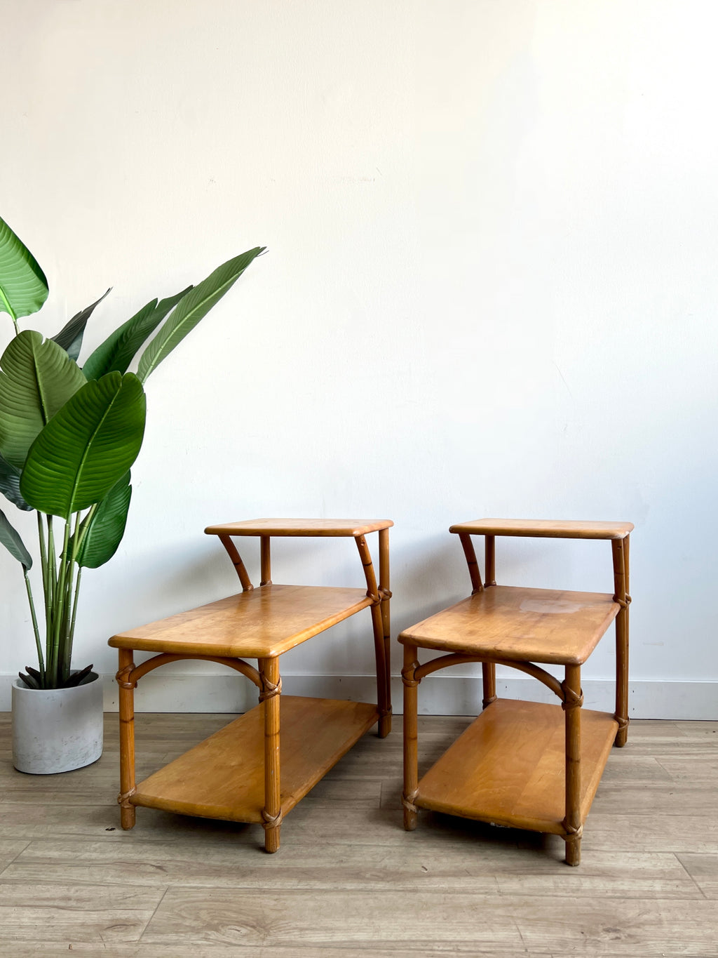 Pair of Vintage Mid Century Heywood Wakefield End Tables / Nightstands