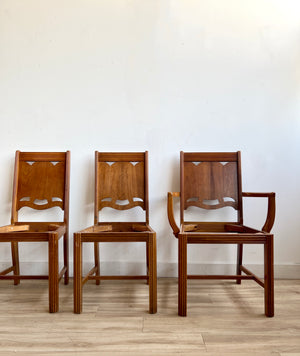 Set of Four Vintage Art Deco Dining Chairs with Upholstery Service