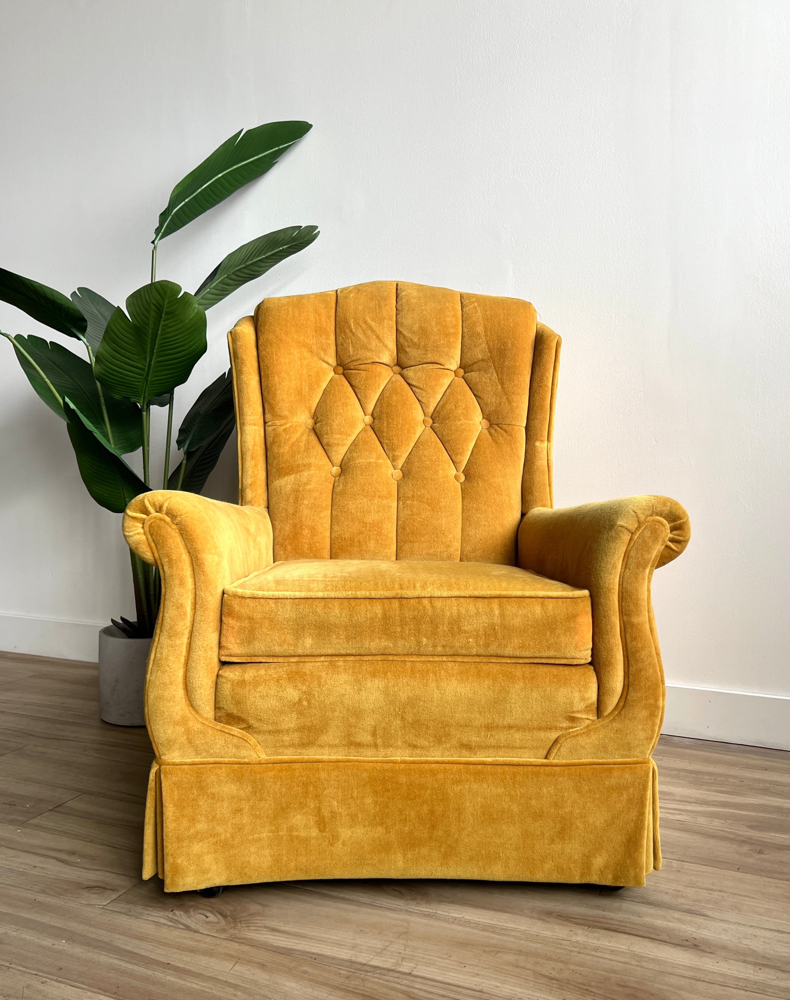 Vintage Mid Century Velvet Lounge Chair