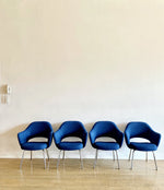 Set of 4 Eero Saarinen Executive Chairs upholstered in Indigo Blue