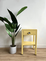 Vintage Yellow Metal Nightstand / End Table