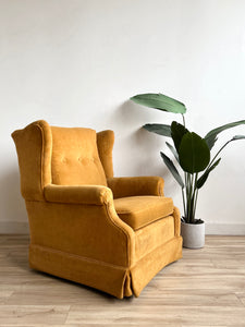 Vintage Mid Century Lounge Chair in Yellow Velvet