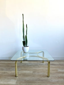 Vintage Brass & Glass Coffee Table
