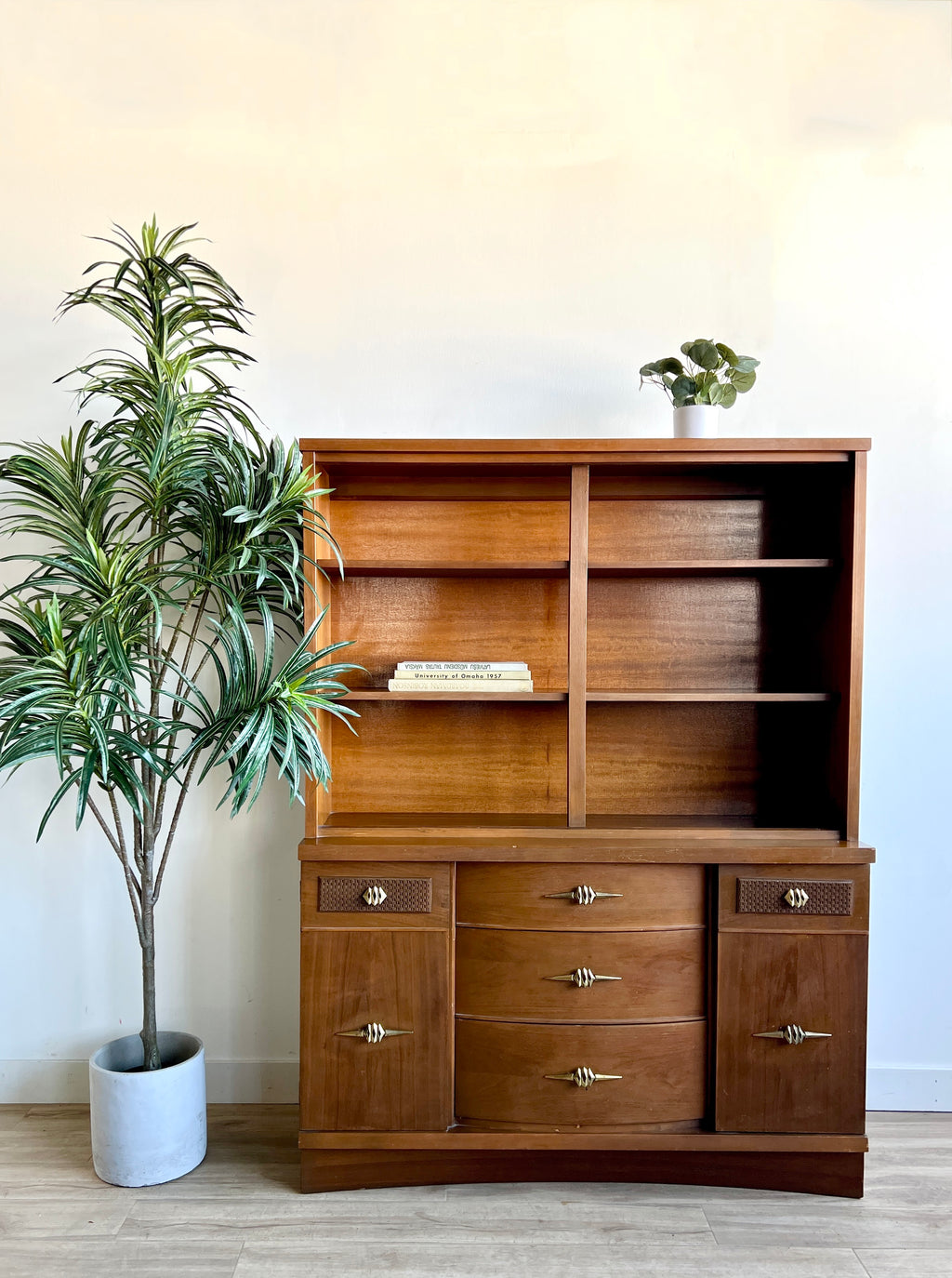 Vintage Mid Century Hutch Shelving Unit