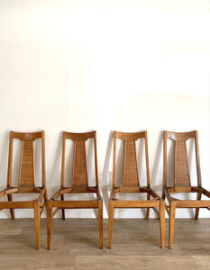 Set of Four Caned Mid Century Chairs in Your Choice of Fabric