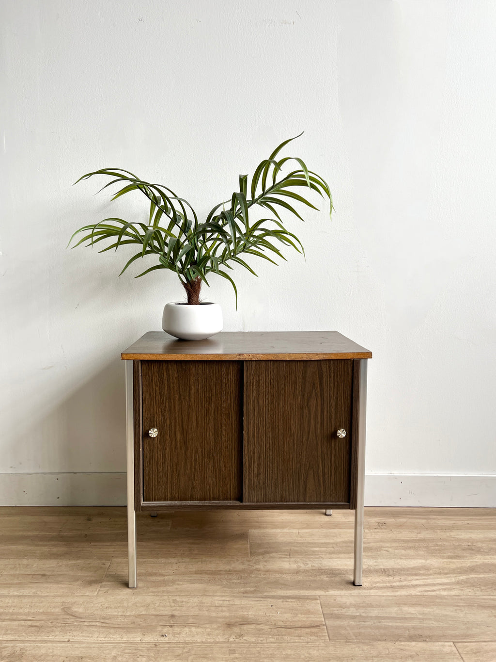Vintage Record Player Stand with Record Storage