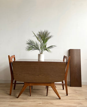 Vintage Mid Century Dining Set with Two Chairs and Three Leaves