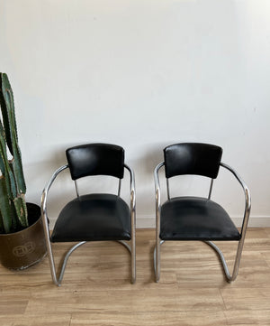 Pair of vintage Arm Chairs Upholstered in Your Choice of Leather