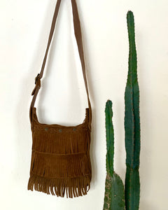 Vintage Suede Leather Crossbody with Fringe