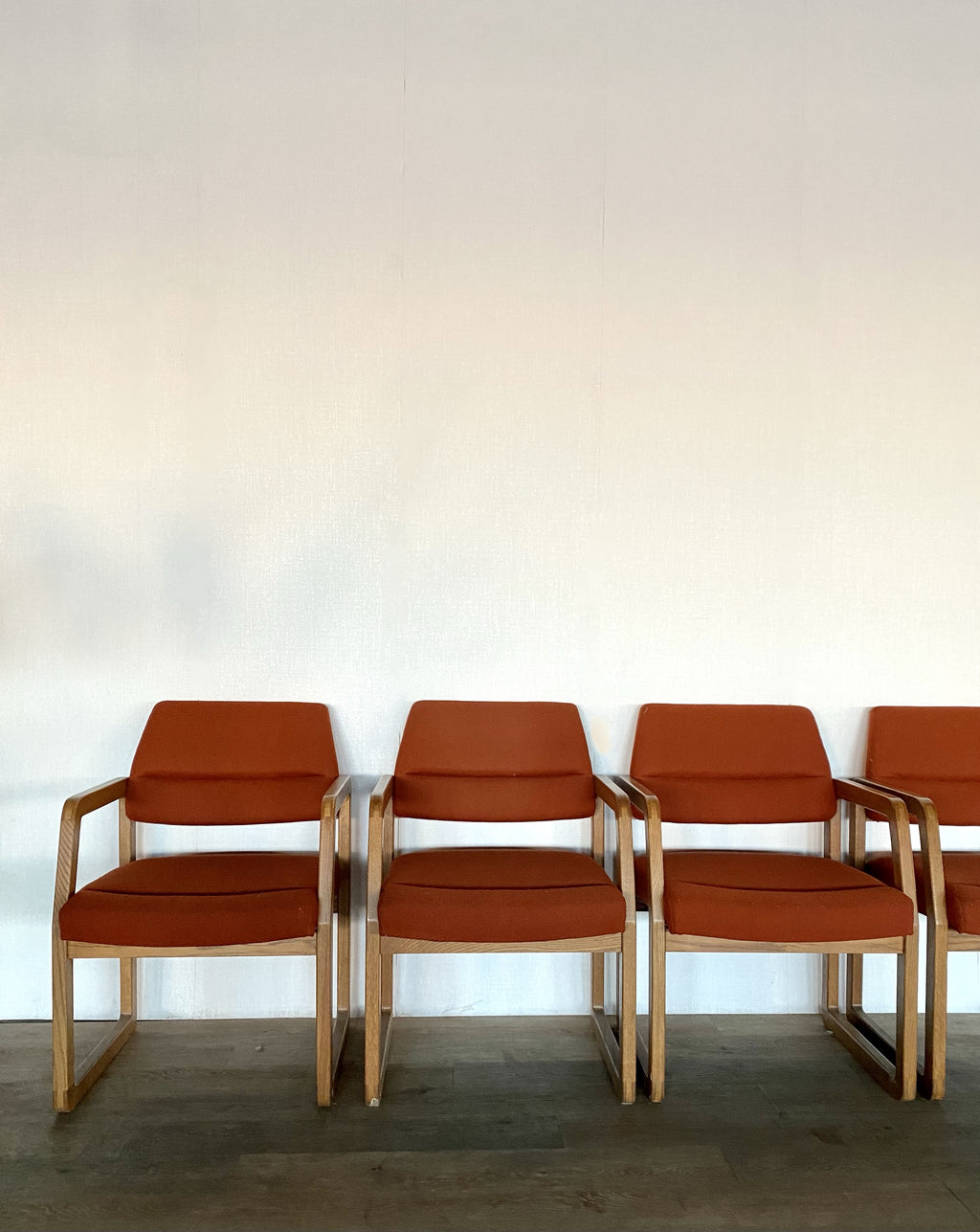 Set of Four Vintage Geometric Chairs in Orange